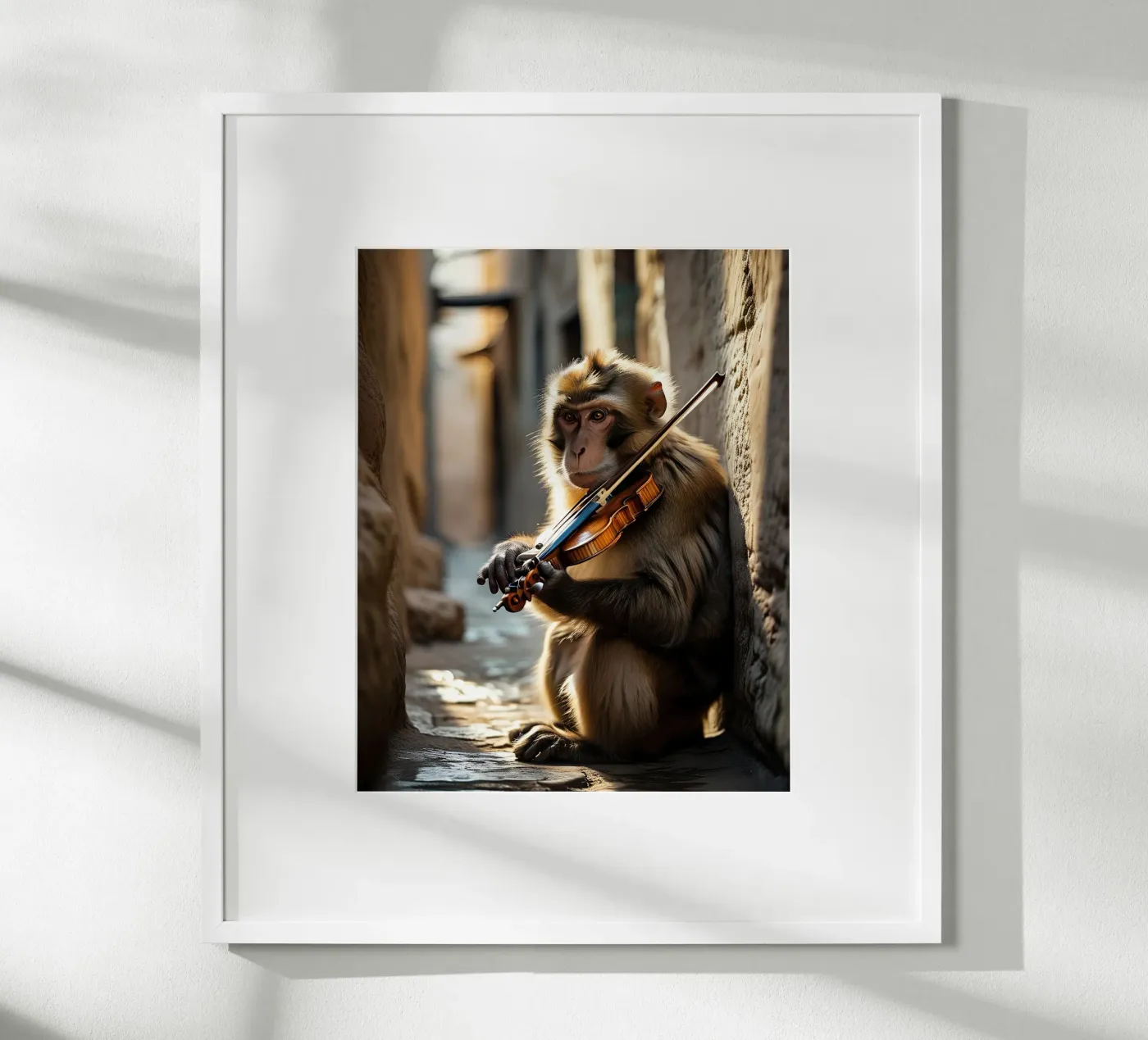 Marrakech's macaque monkey violinist poster by Art-Travel
