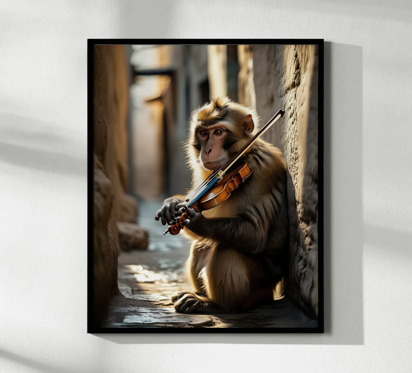 Marrakech's macaque monkey violinist poster by Art-Travel