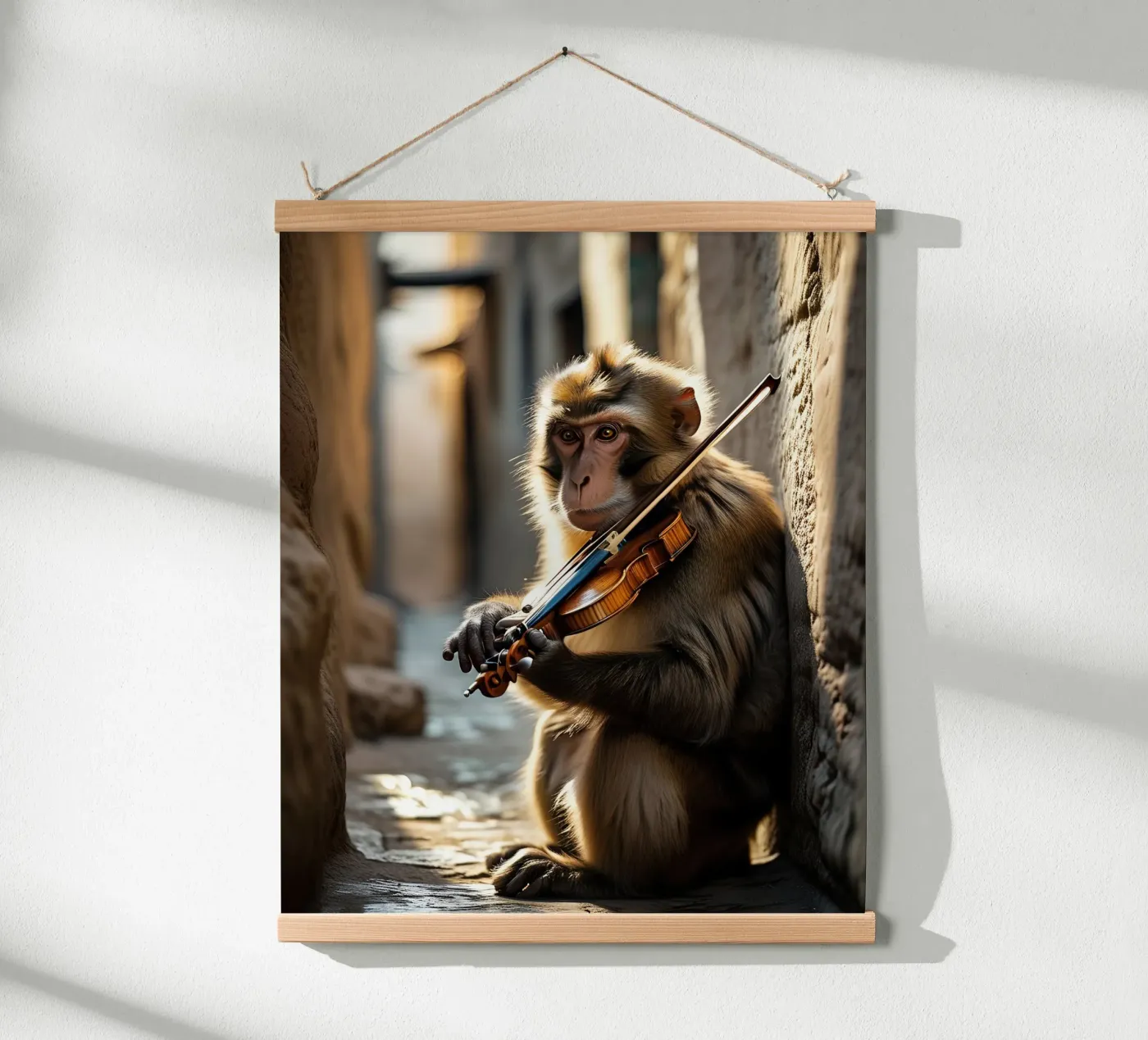 Marrakech's macaque monkey violinist poster by Art-Travel
