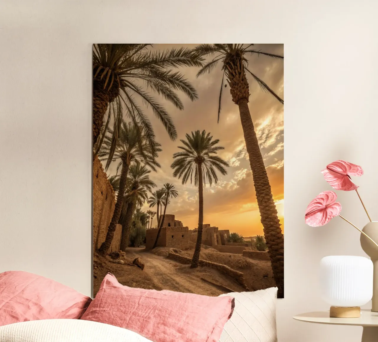 Villaggio nel sud del Marocco poster con telaio in alluminio da Art-Travel
