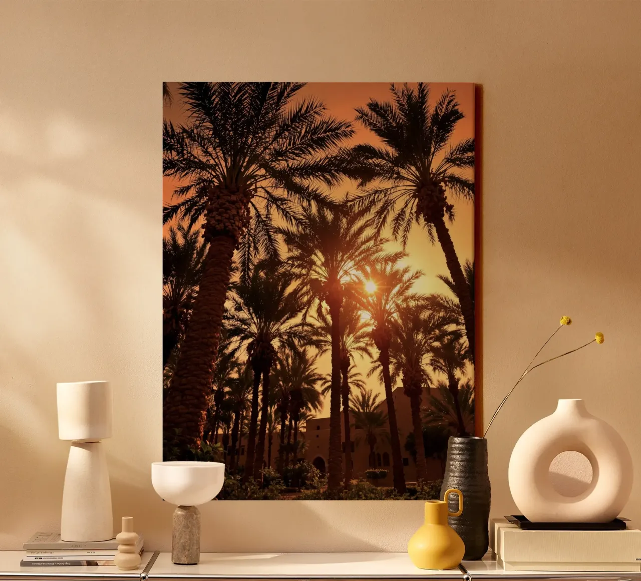 Marakech palmbos canvas met Baklijst van Art-Travel