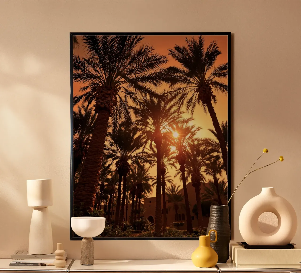 Il palmeto di Marakech poster con telaio in legno da Art-Travel