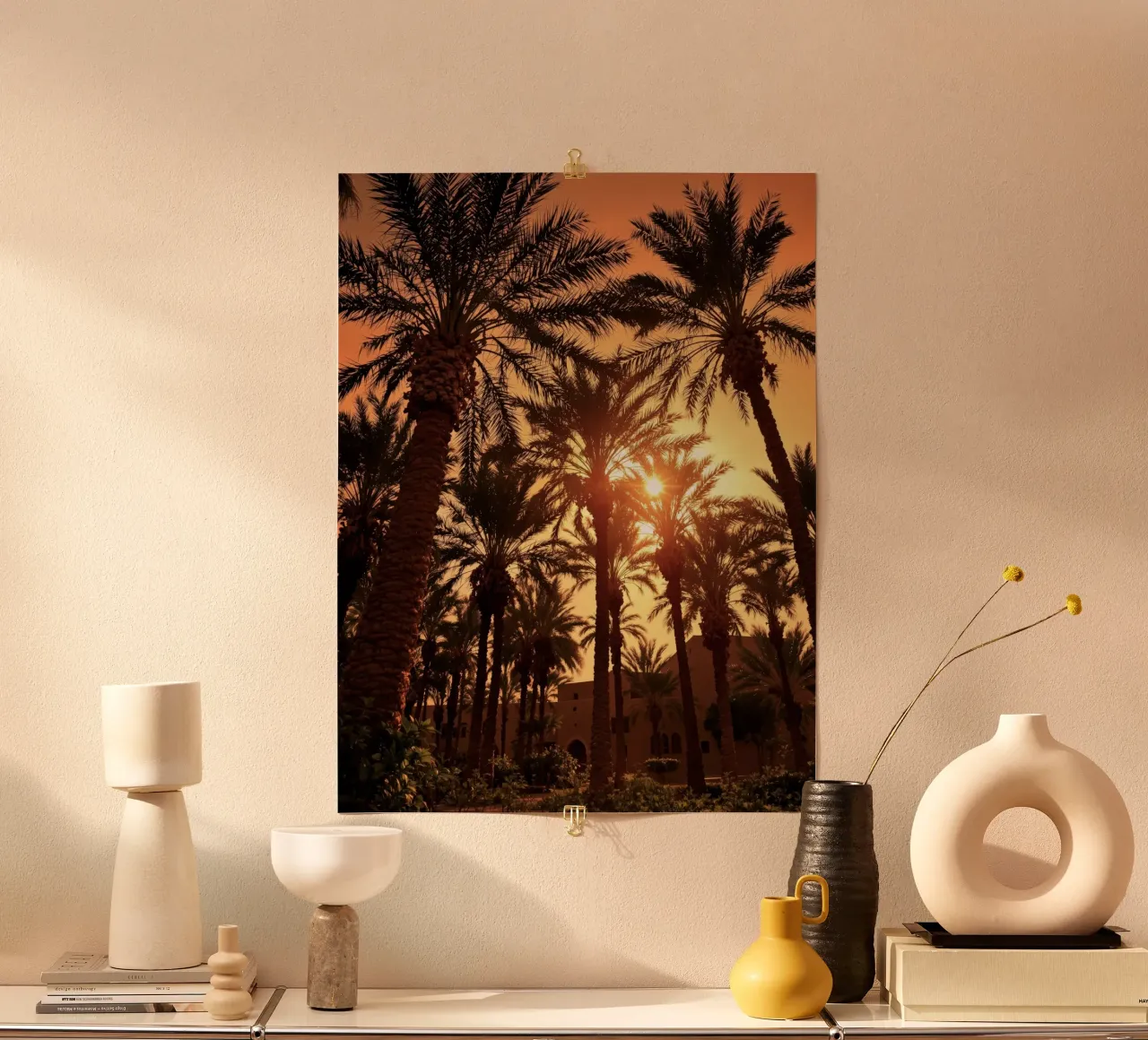 Il palmeto di Marakech poster con telaio in legno da Art-Travel