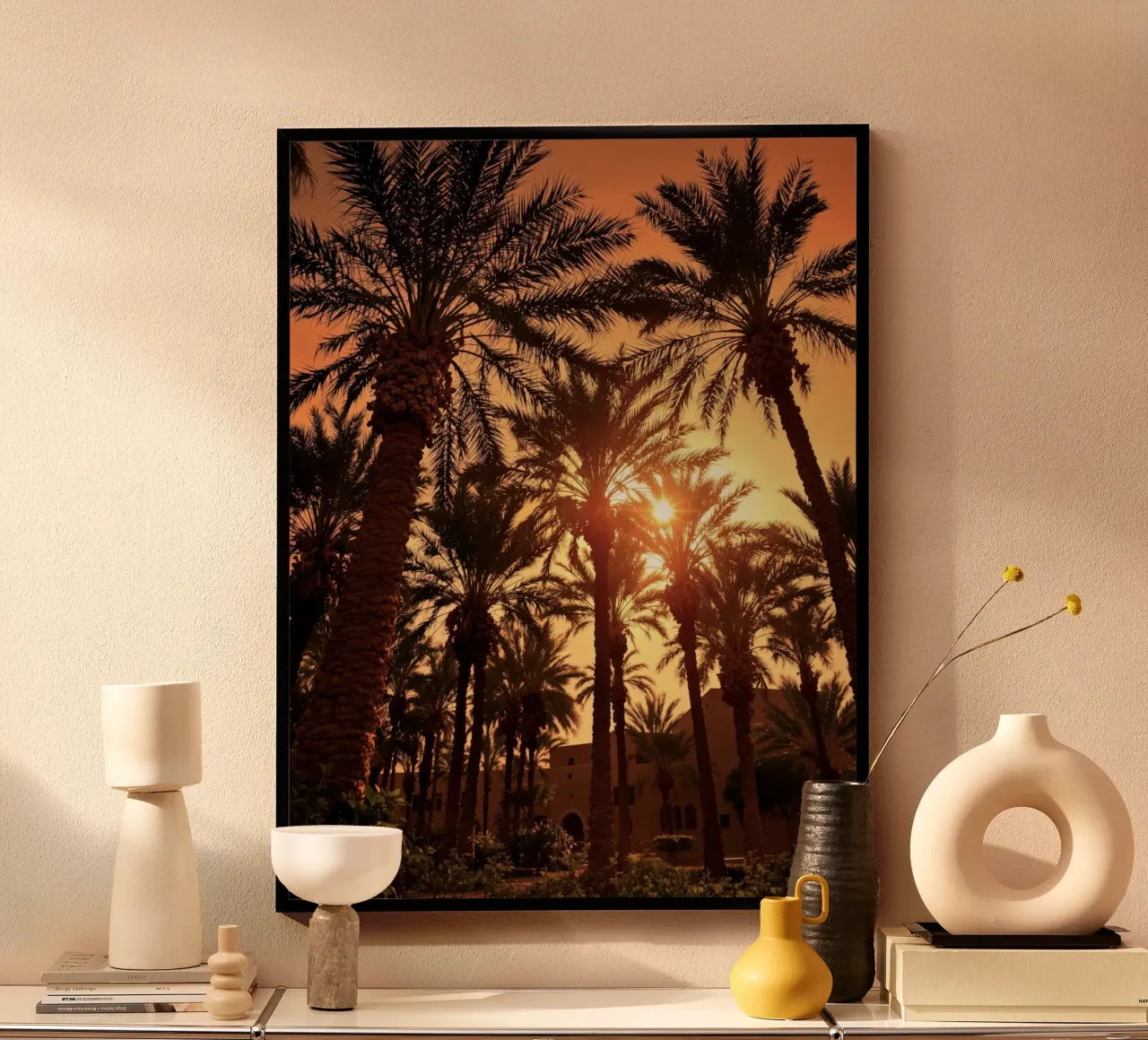 Il palmeto di Marakech poster con telaio in legno da Art-Travel