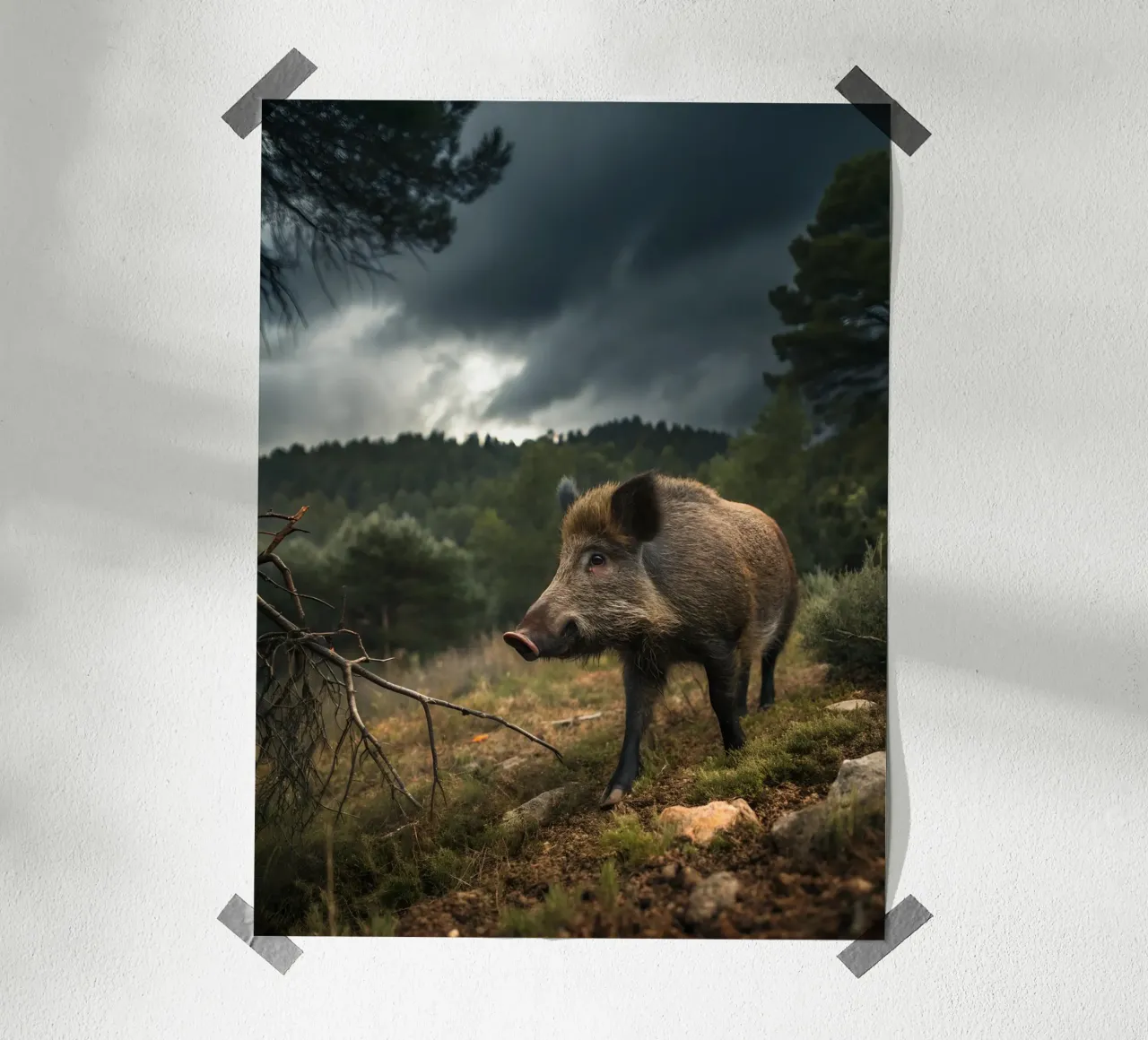 Sanglier poster con telaio in legno da Art-Travel