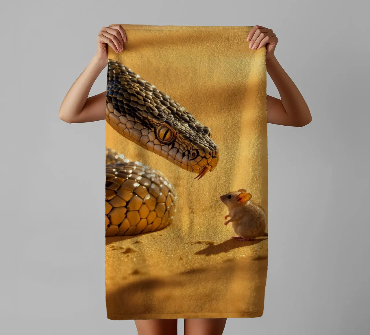 The Cobra and the Desert Marsupial Mouse towel by Art-Travel
