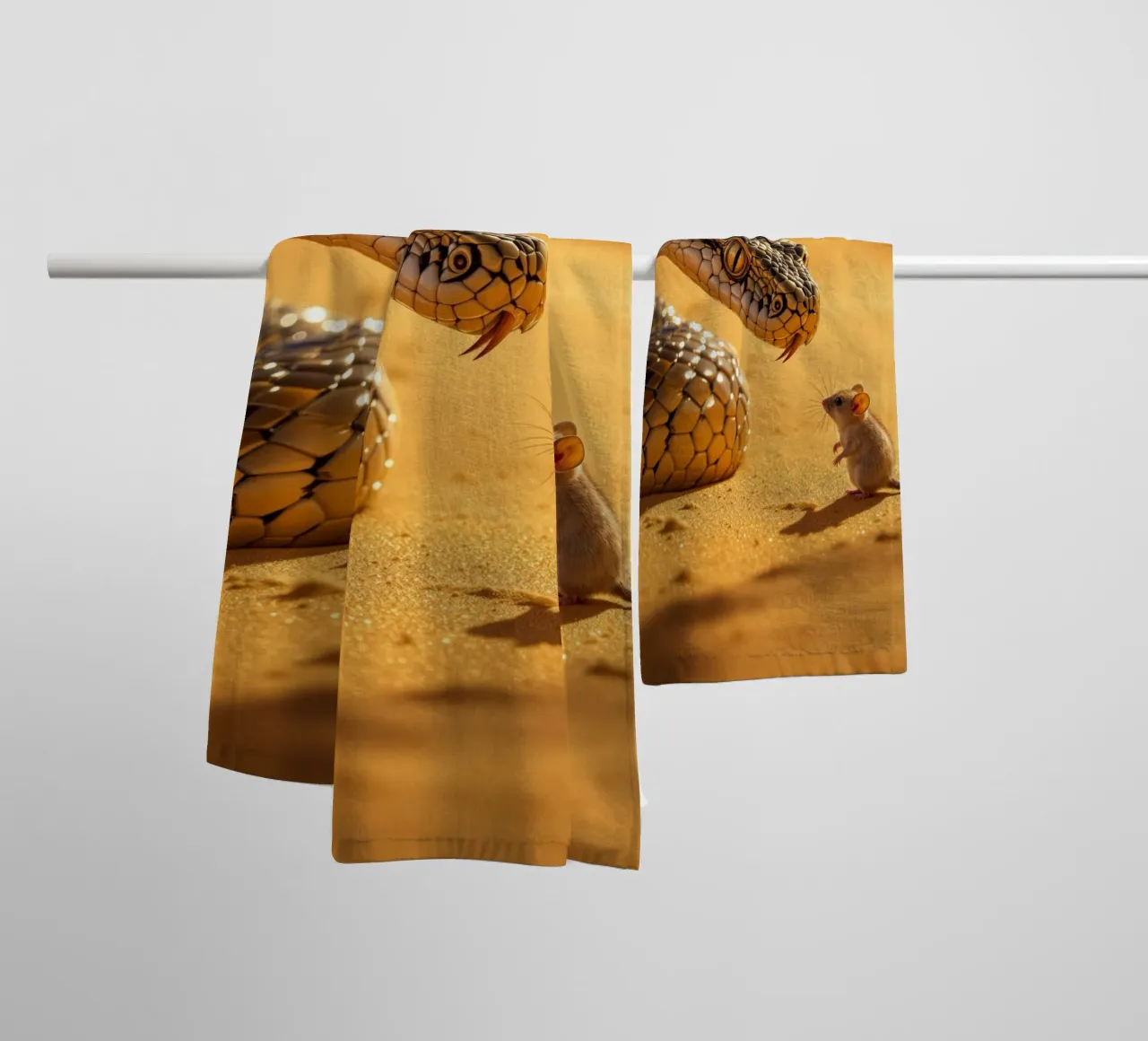 The Cobra and the Desert Marsupial Mouse towel by Art-Travel