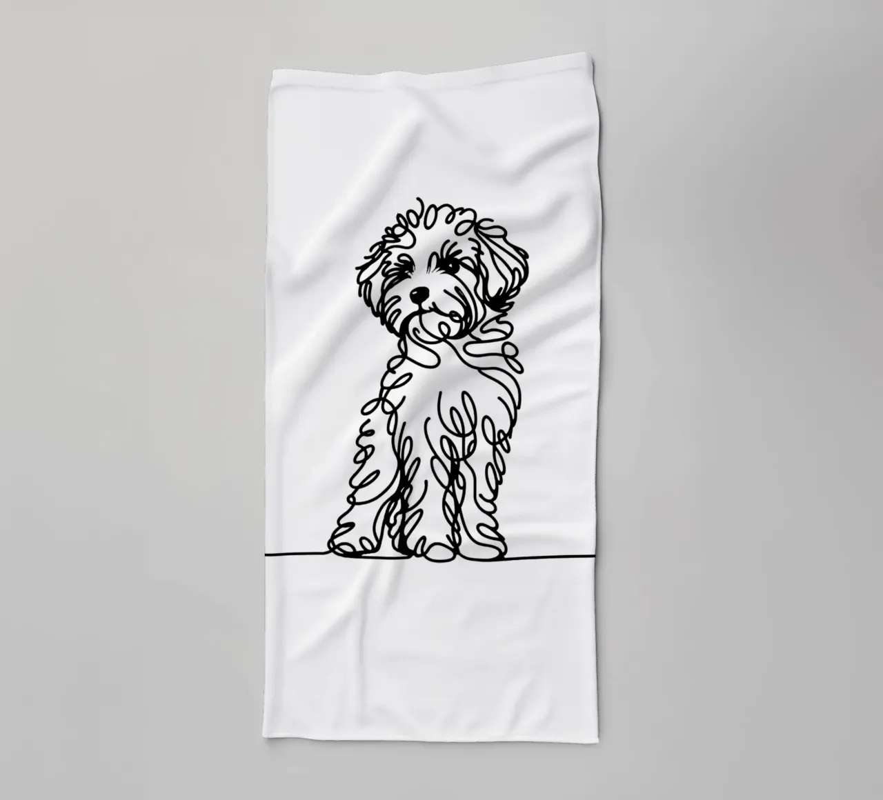 Chien Maltipoo Dessin au trait serviette de bain de WijdevenDesign