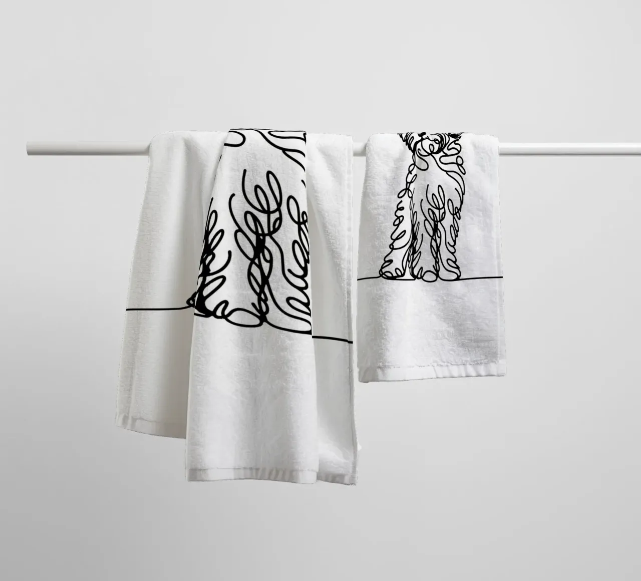 Chien Maltipoo Dessin au trait serviette de bain de WijdevenDesign