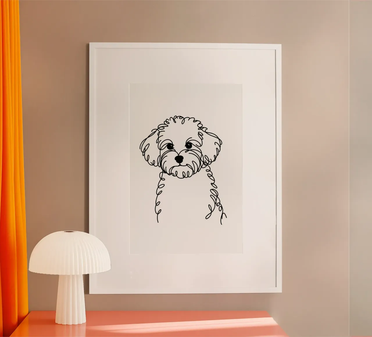 Chien Maltipoo Dessin au trait poster de WijdevenDesign