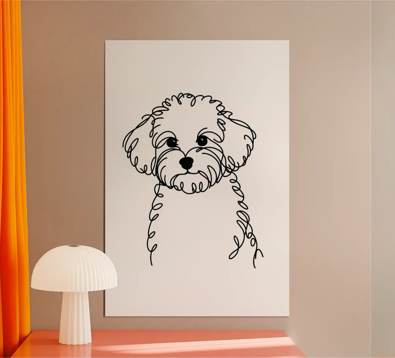 Chien Maltipoo Dessin au trait poster de WijdevenDesign