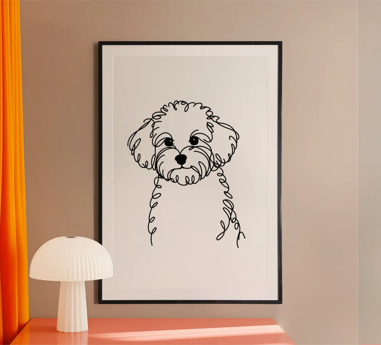 Chien Maltipoo Dessin au trait poster de WijdevenDesign