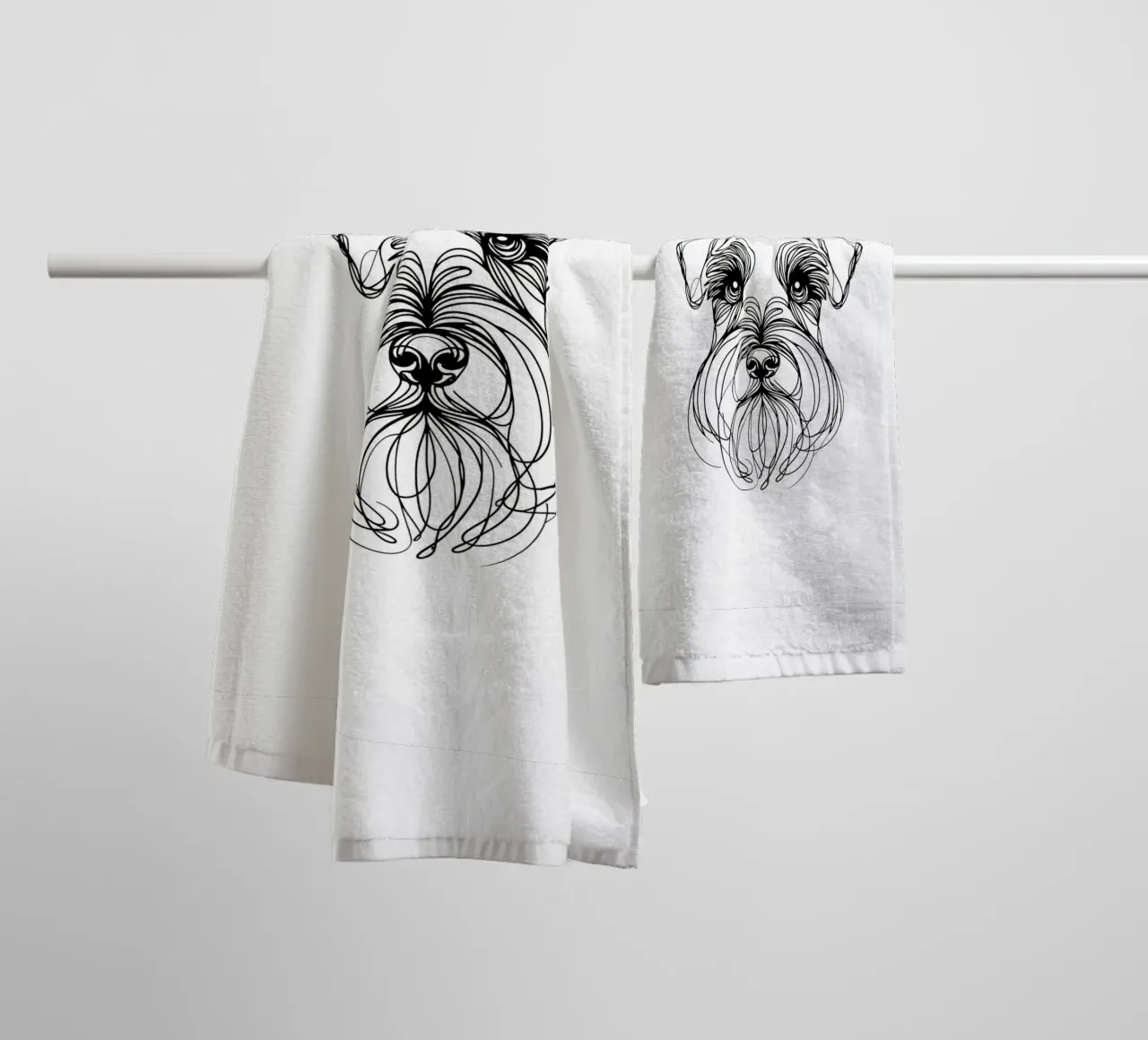 Cane Schnauzer in miniatura Disegno artistico lineare asciugamano da bagno da WijdevenDesign