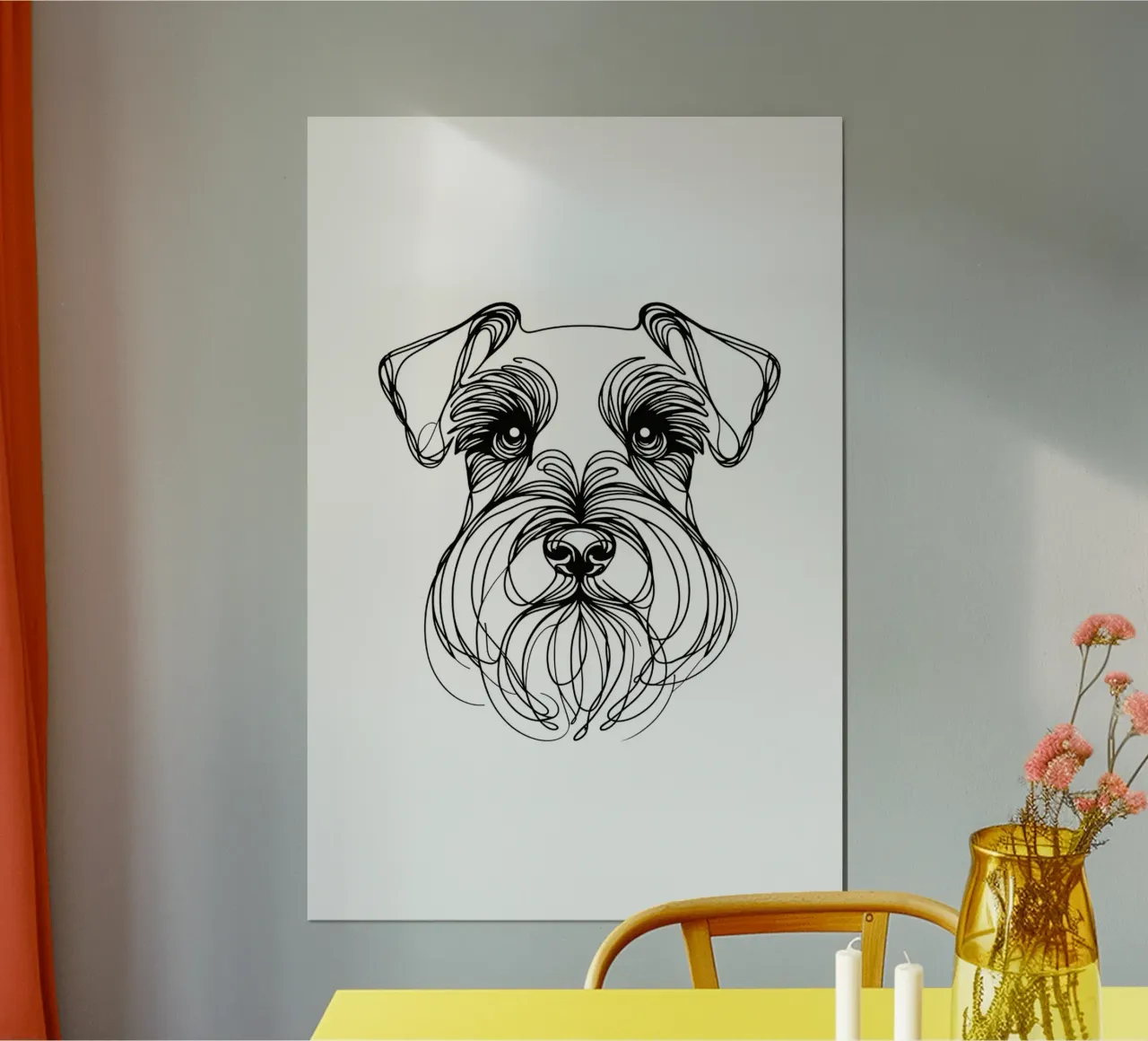 Cane Schnauzer in miniatura Disegno artistico lineare carta hahnemühle da WijdevenDesign