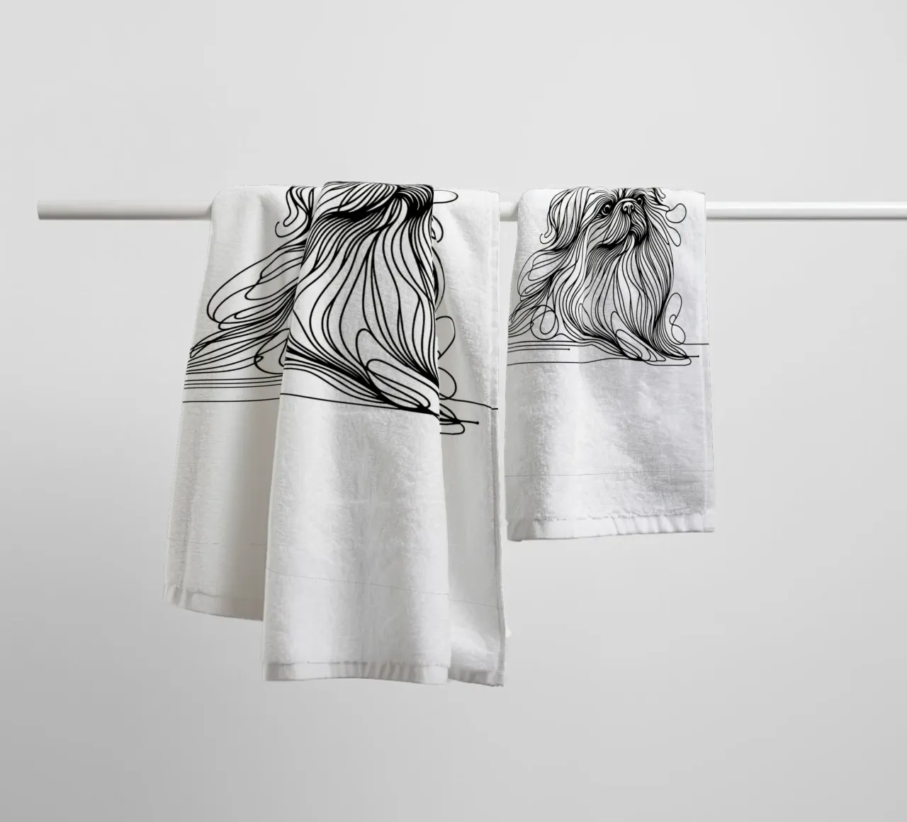 Chien pékinois Dessin au trait serviette de bain de WijdevenDesign