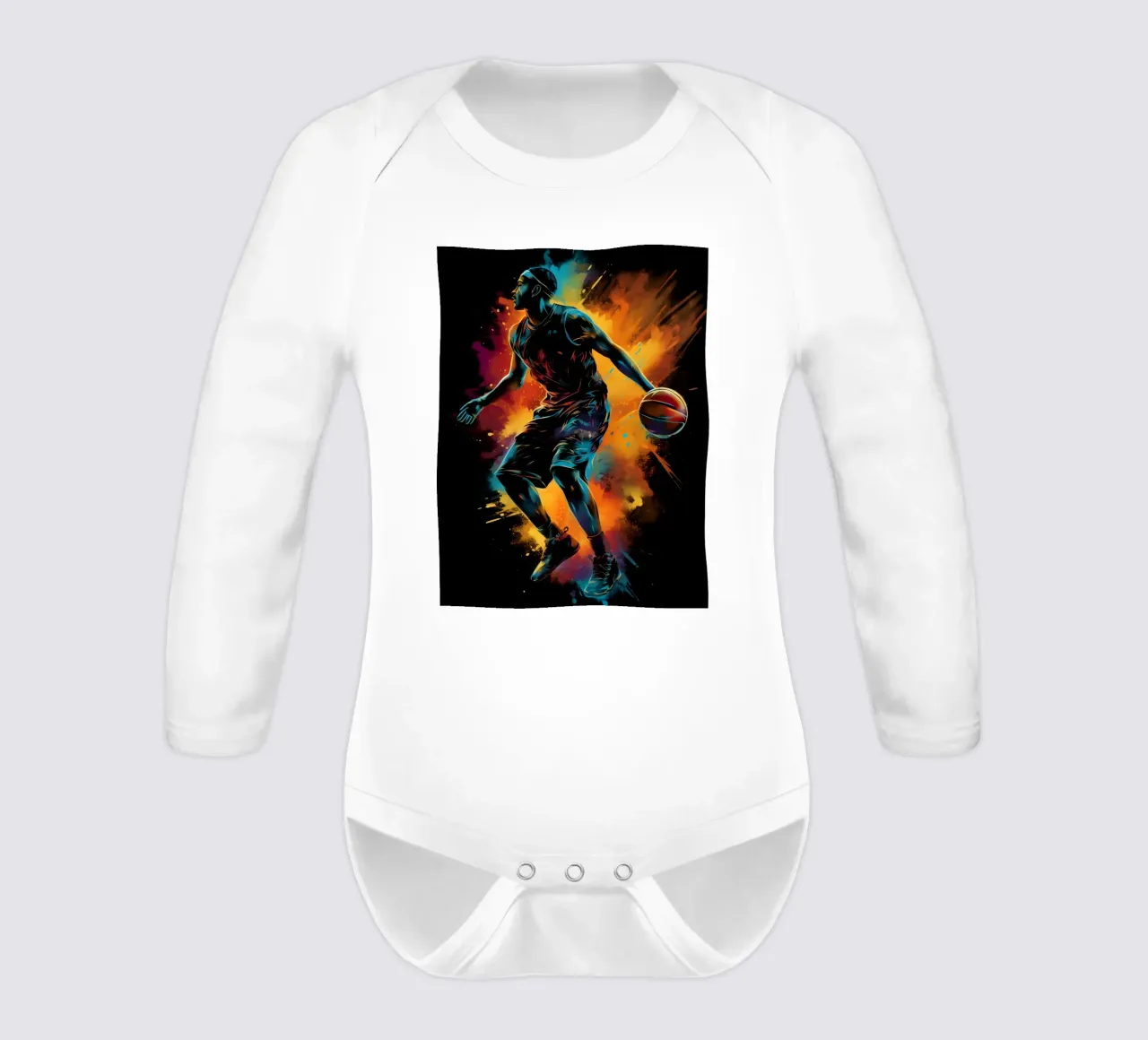 Basketball Colorful 3 long-sleeve baby romper by Mateo