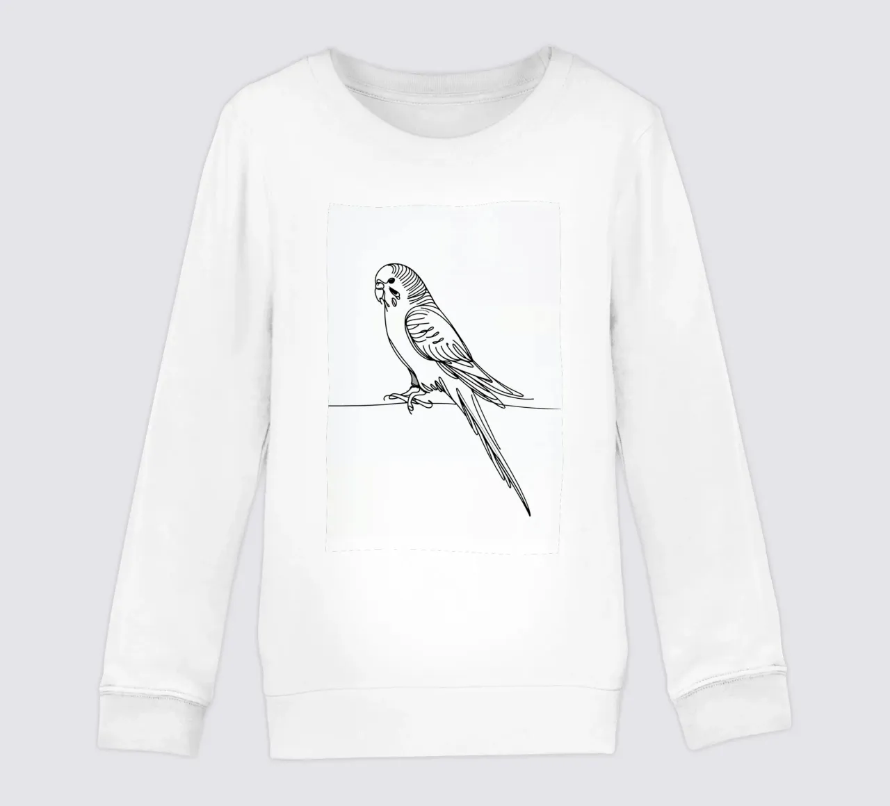 Parakeet Bird Line Art Drawing kids sweatshirt by WijdevenDesign