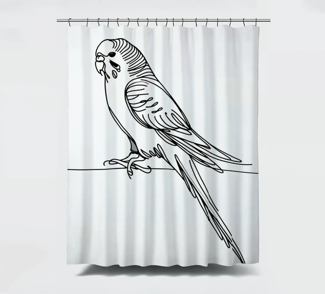 Parakeet Bird Line Art Drawing shower curtain by WijdevenDesign