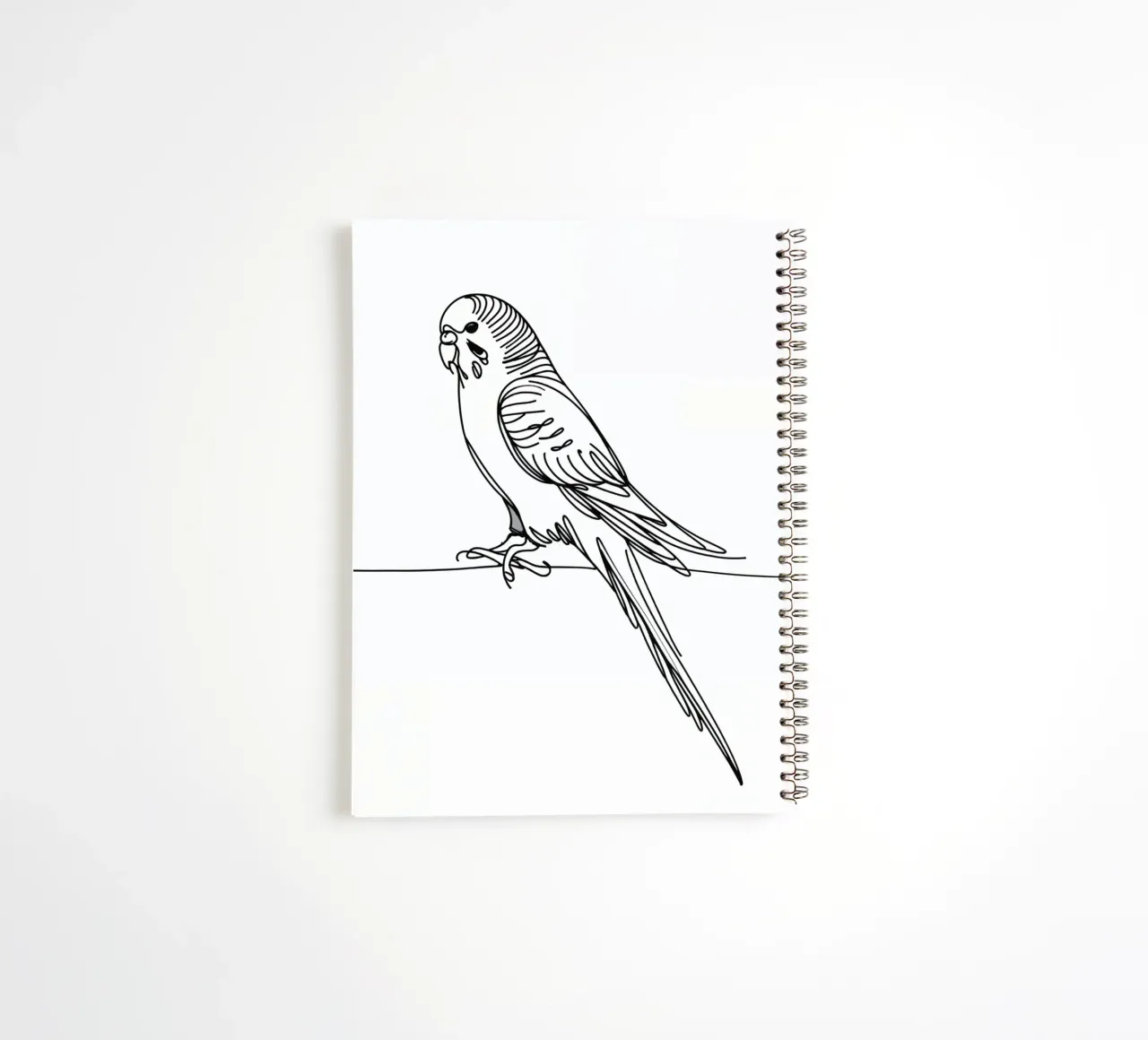 Parakeet Bird Line Art Drawing spiral notebook by WijdevenDesign