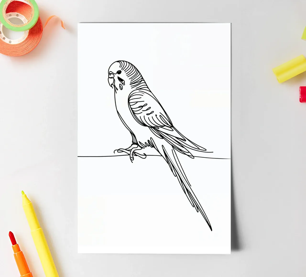 Parakeet Bird Line Art Drawing sticker sheet by WijdevenDesign