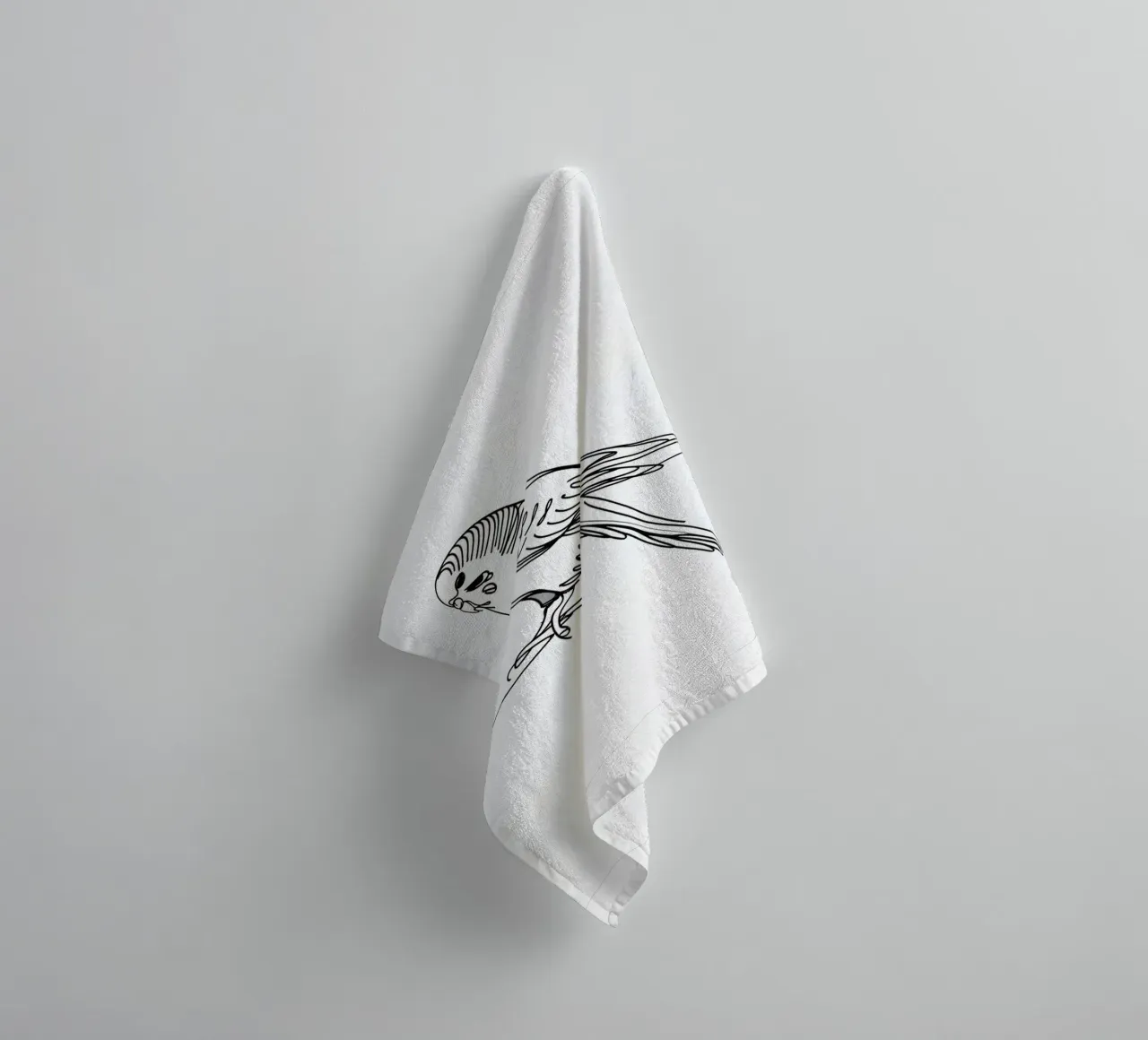 Parakeet Bird Line Art Drawing towel by WijdevenDesign
