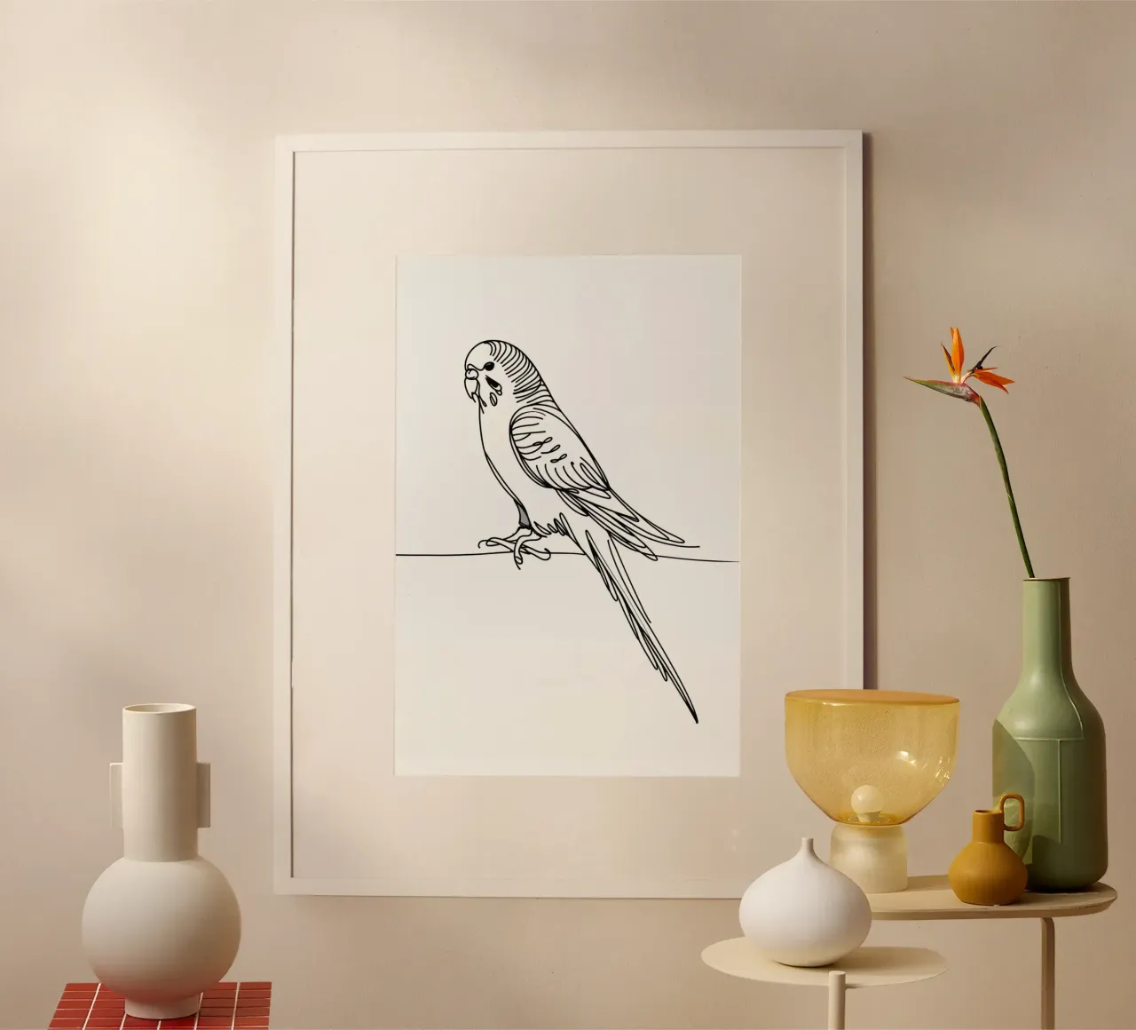 Parakeet Bird Line Art Drawing poster by WijdevenDesign