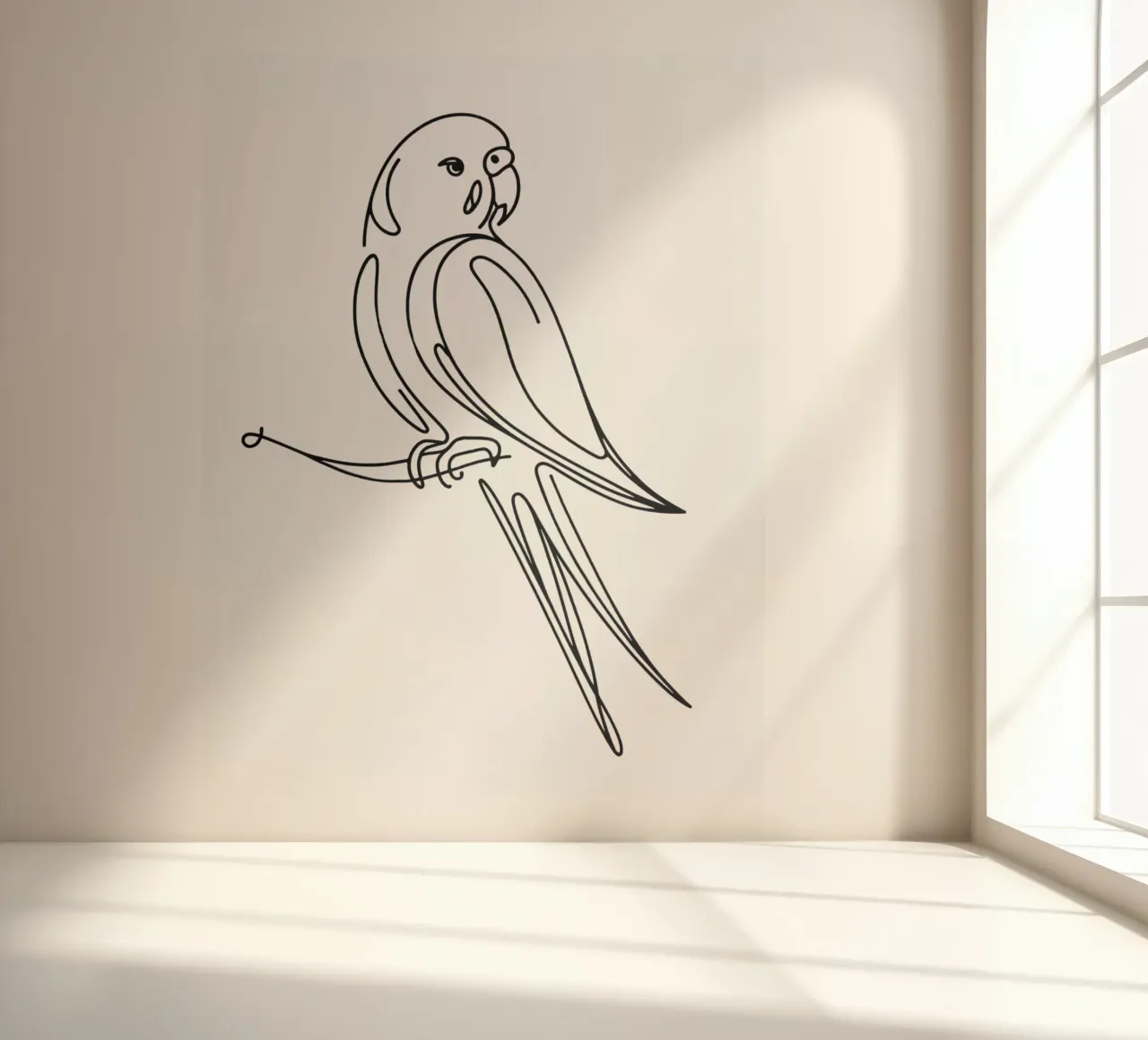 Oiseau perruche Dessin au trait papier peint photo de WijdevenDesign