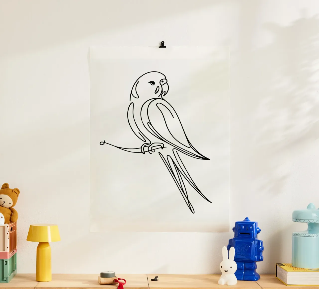 Oiseau perruche Dessin au trait poster de WijdevenDesign