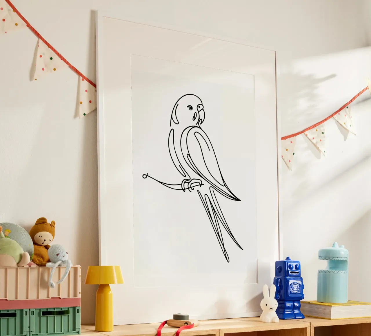 Oiseau perruche Dessin au trait poster de WijdevenDesign