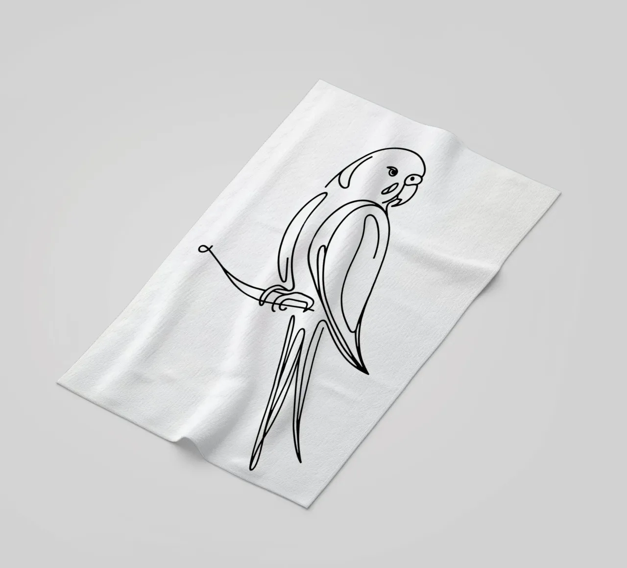 Parakeet Bird Line Art Drawing beach towel by WijdevenDesign