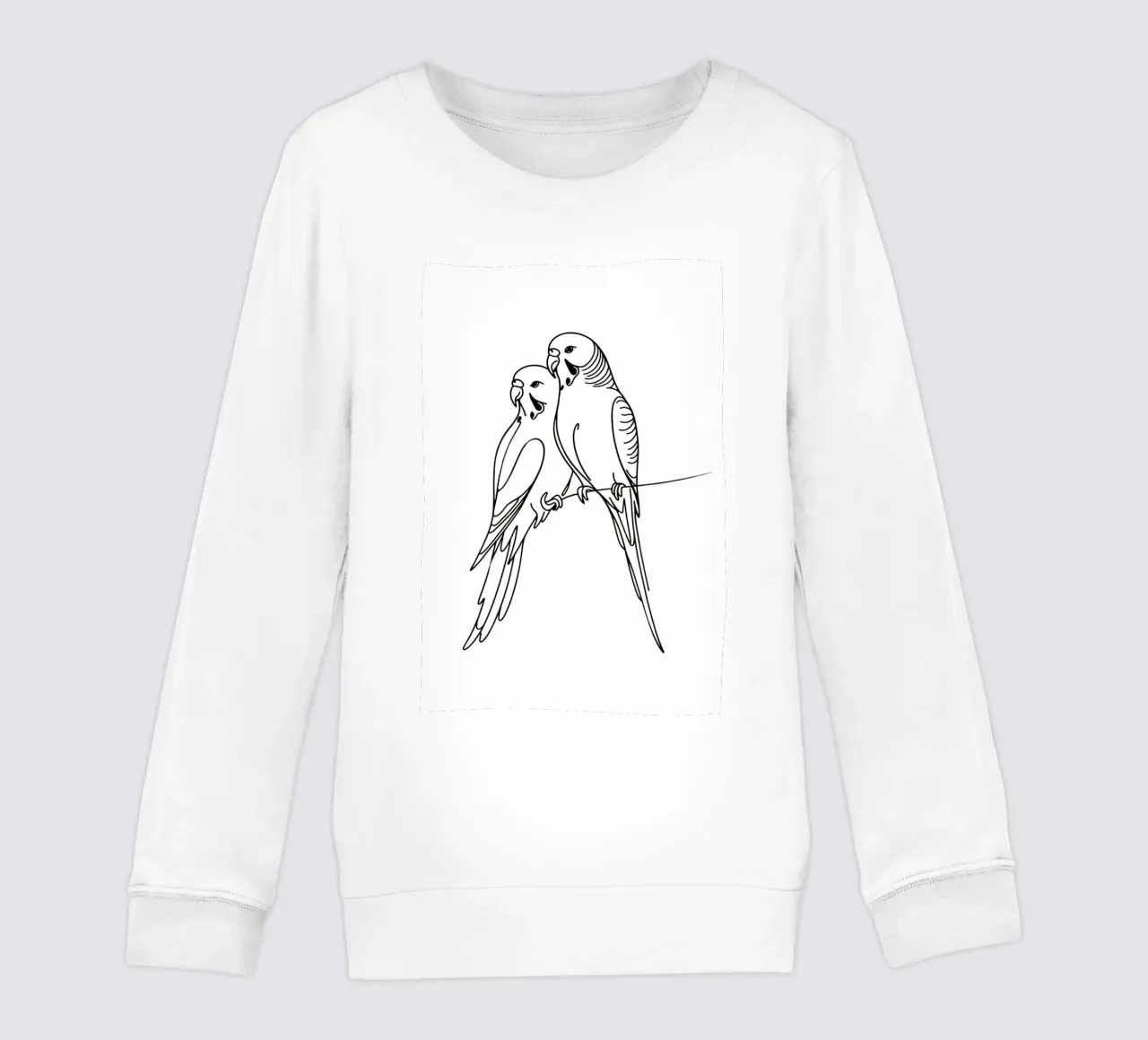 Dibujo lineal de un pájaro periquito sudadera para niño de WijdevenDesign