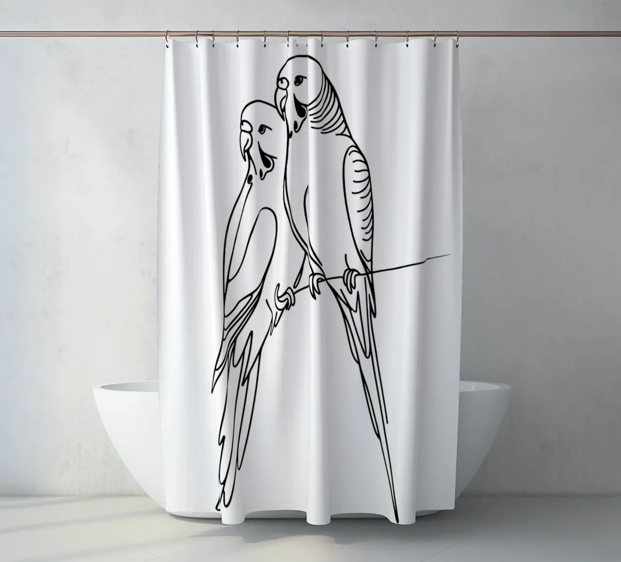 Sittich Vogel Line Art Zeichnung Duschvorhang von WijdevenDesign