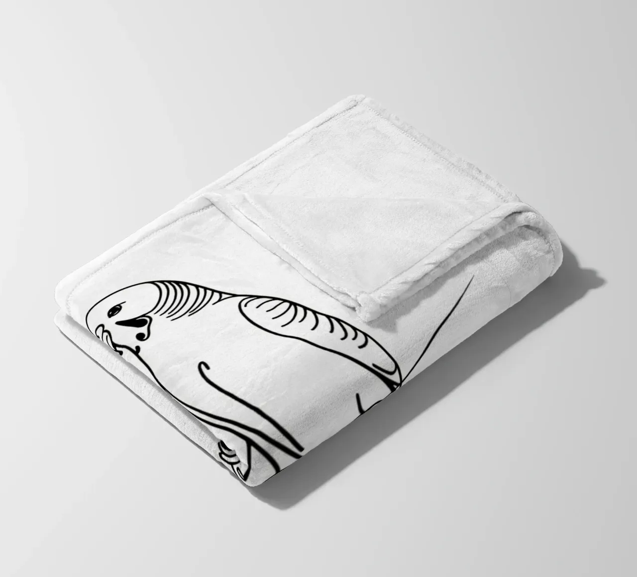 Sittich Vogel Line Art Zeichnung Fleecedecke von WijdevenDesign