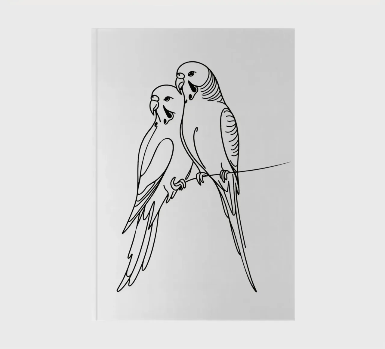 Parakeet Bird Line Art Drawing notebook by WijdevenDesign