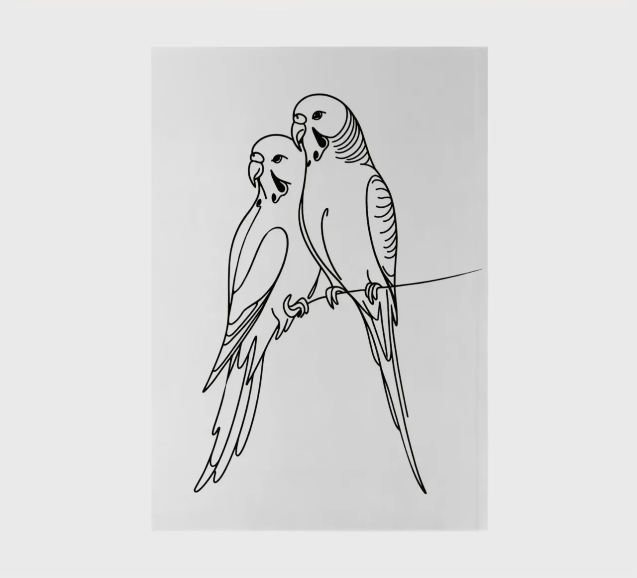 Parakeet Bird Line Art Drawing notebook by WijdevenDesign