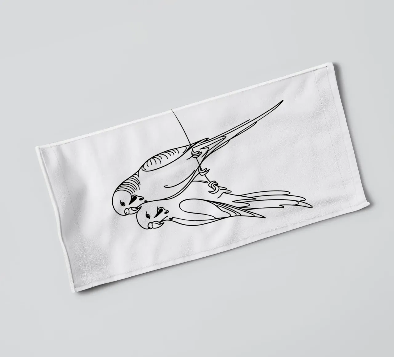 Parakeet Bird Line Art Drawing towel by WijdevenDesign