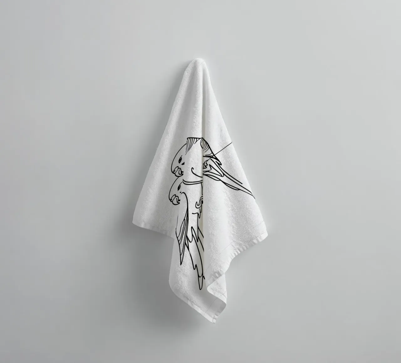 Parakeet Bird Line Art Drawing towel by WijdevenDesign