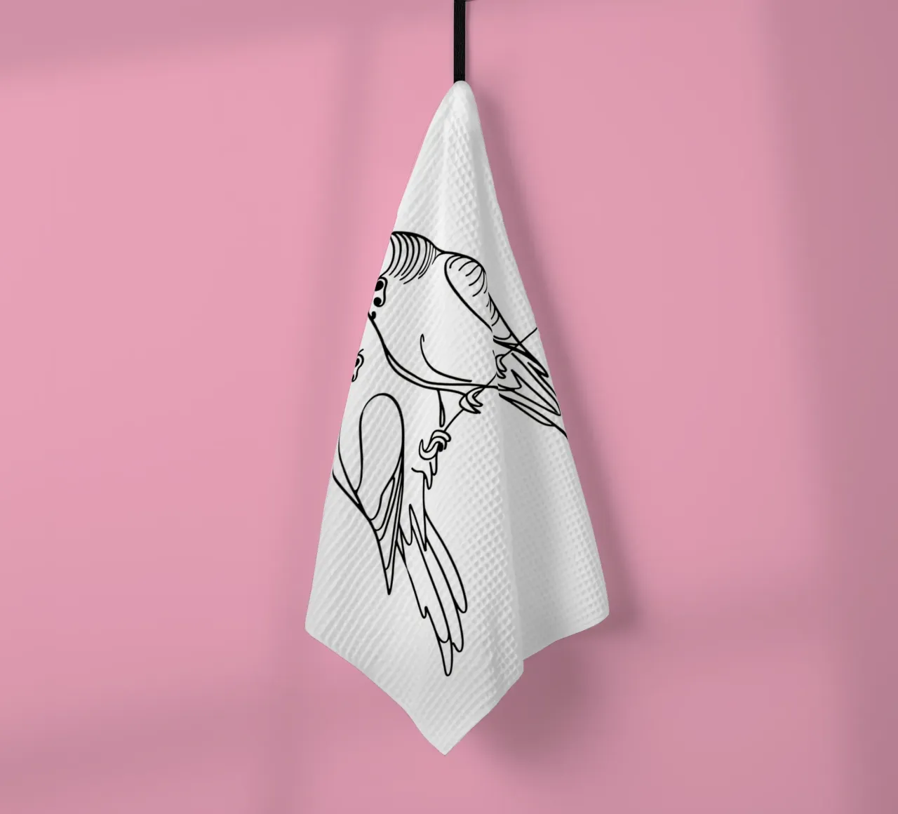 Sittich Vogel Line Art Zeichnung Geschirrtuch von WijdevenDesign