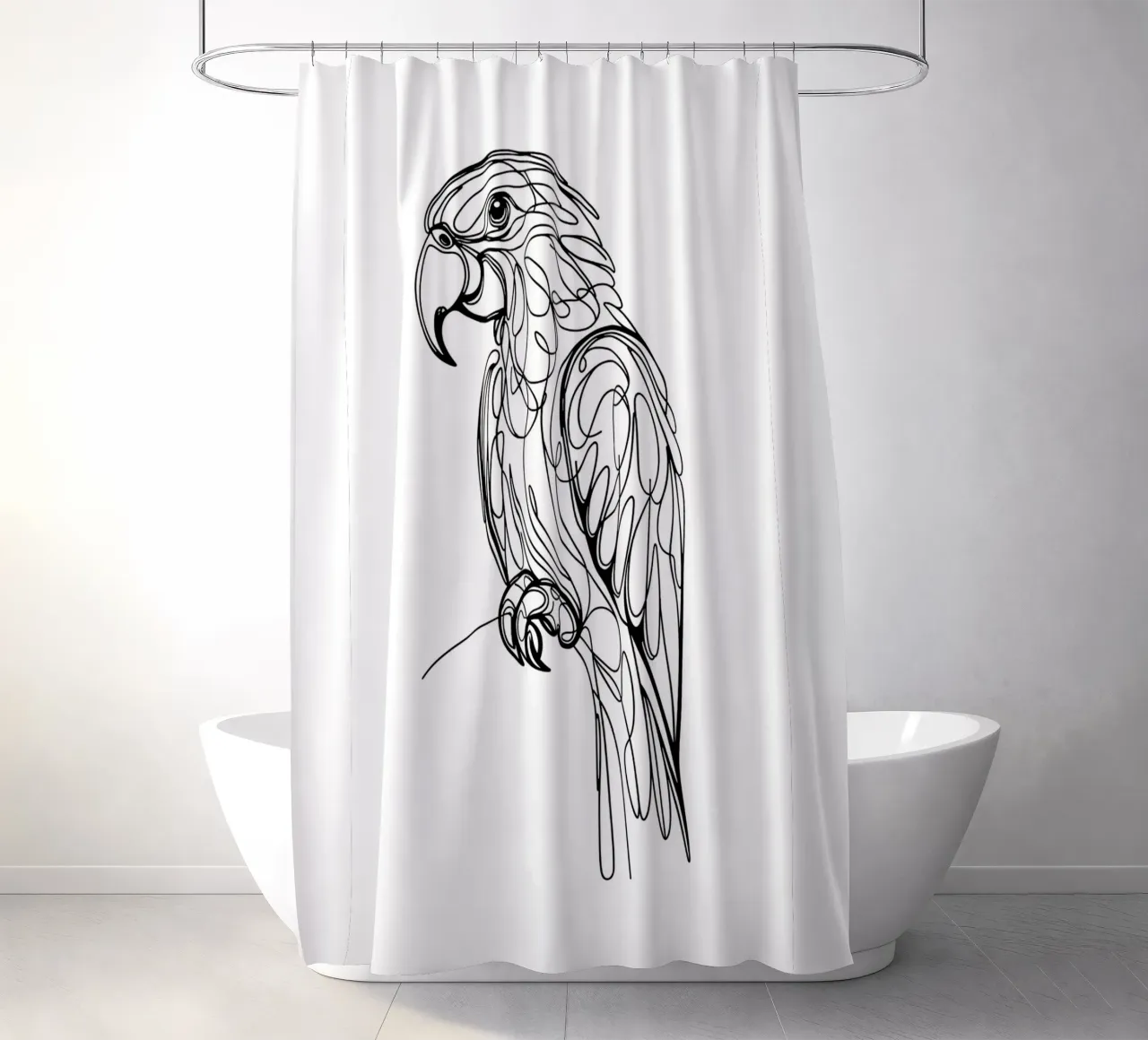 Oiseau perroquet Dessin au trait rideau de douche de WijdevenDesign