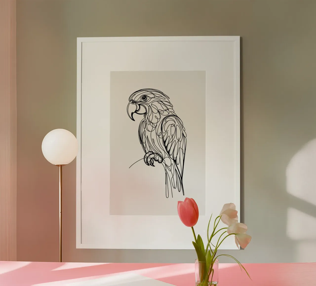 Dibujo lineal de loro hahnemühle de WijdevenDesign