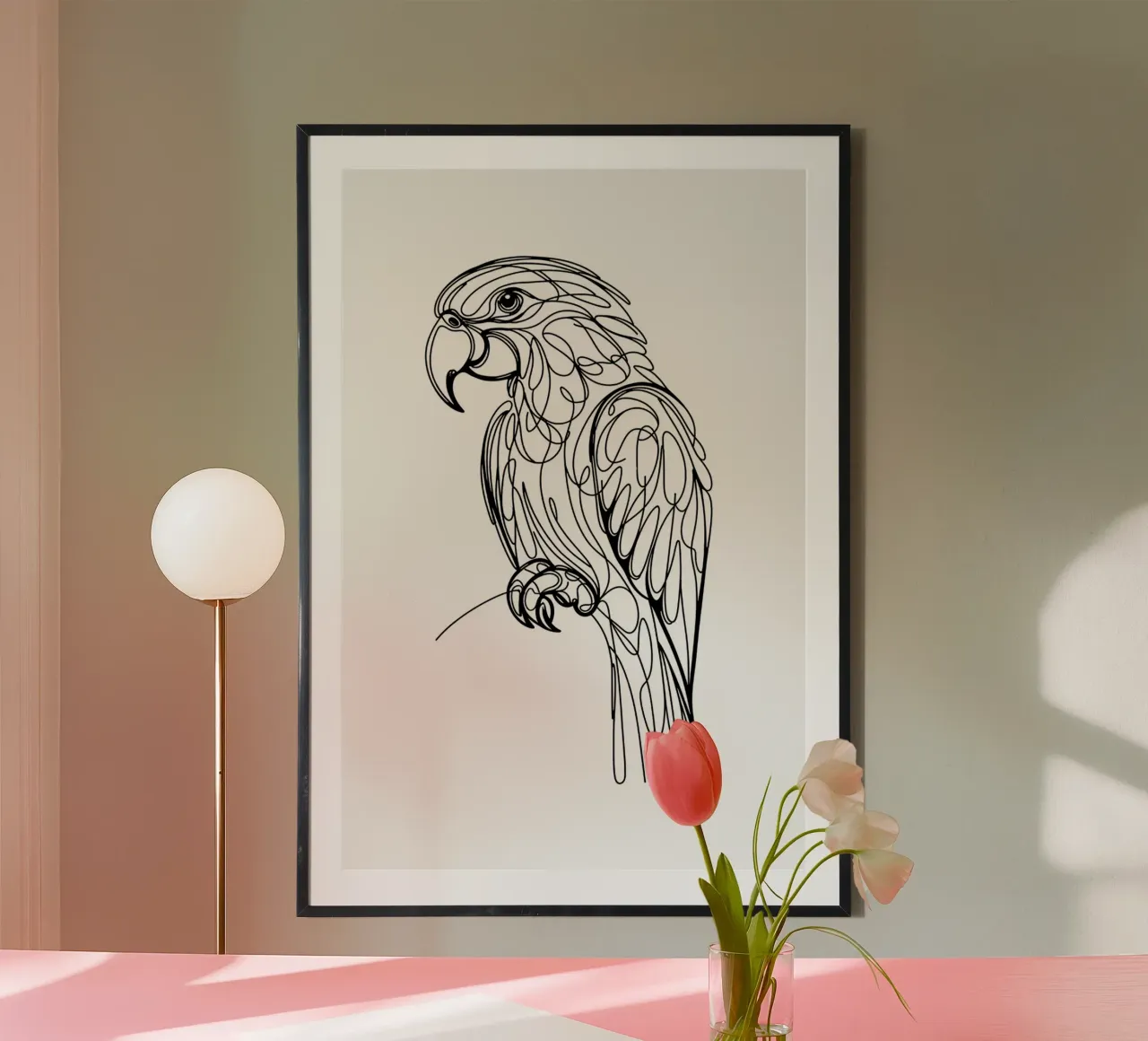 Dibujo lineal de loro hahnemühle de WijdevenDesign