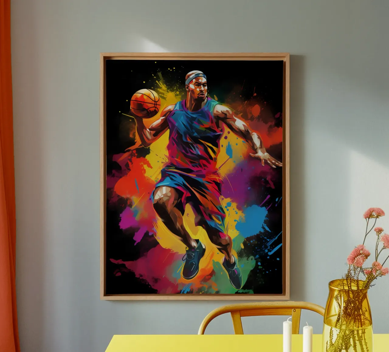 Basketball Colorful 4 tela con Cornice a cassetta da Mateo