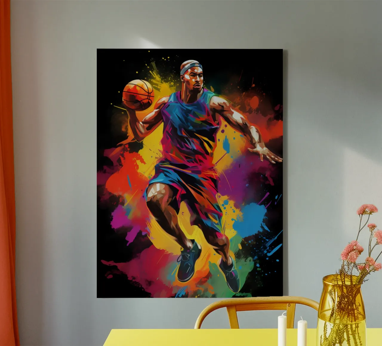 Basketball Colorful 4 tela con Cornice a cassetta da Mateo
