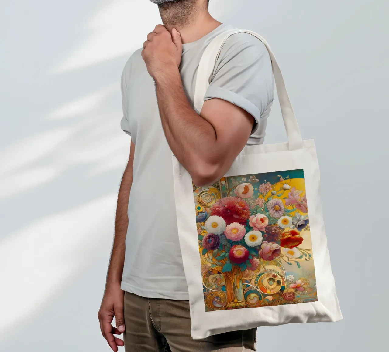 Bouquet di fiori borsa in juta da Art-Nouveau-Dsg