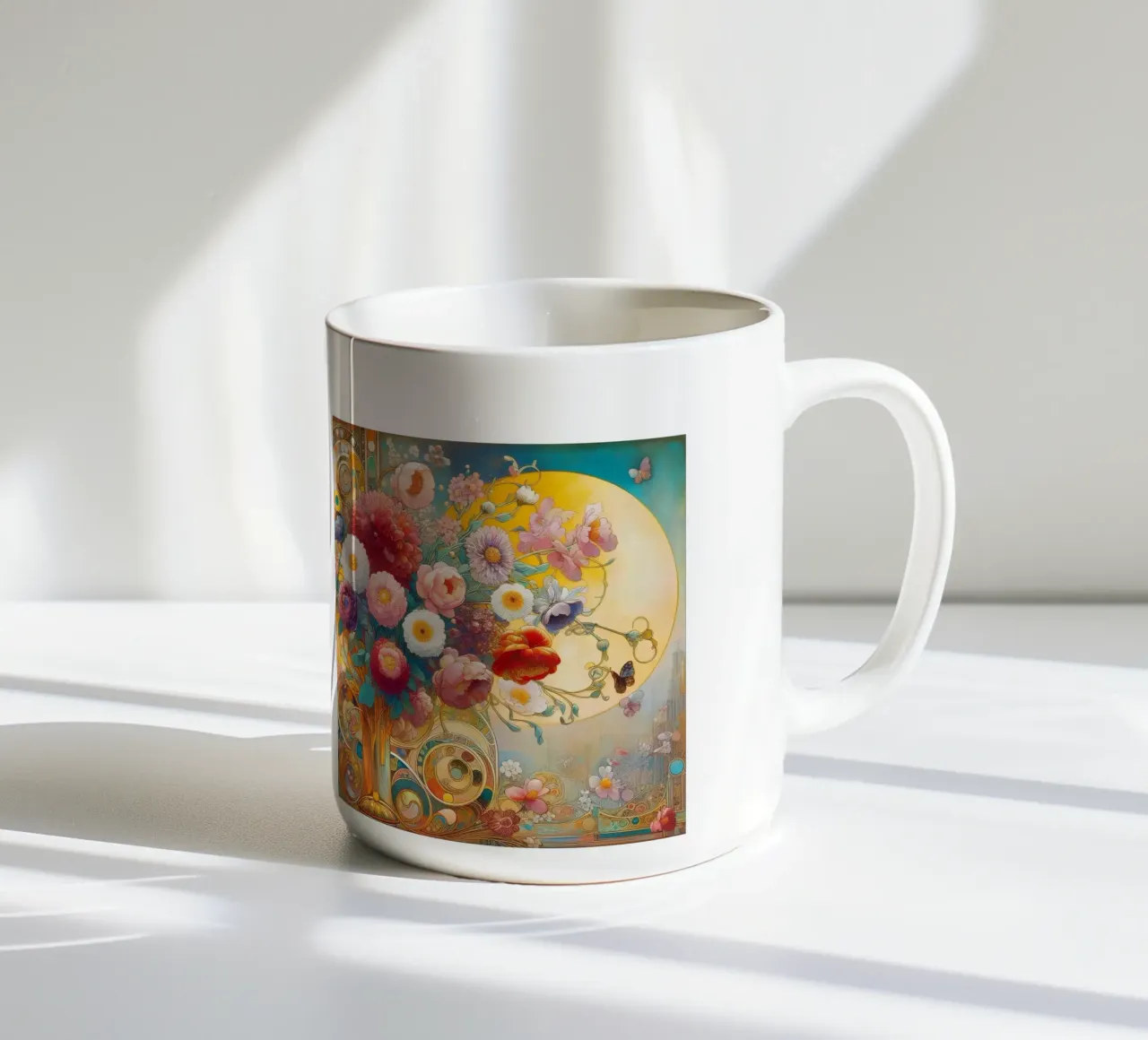 Bouquet di fiori tazza in ceramica da Art-Nouveau-Dsg