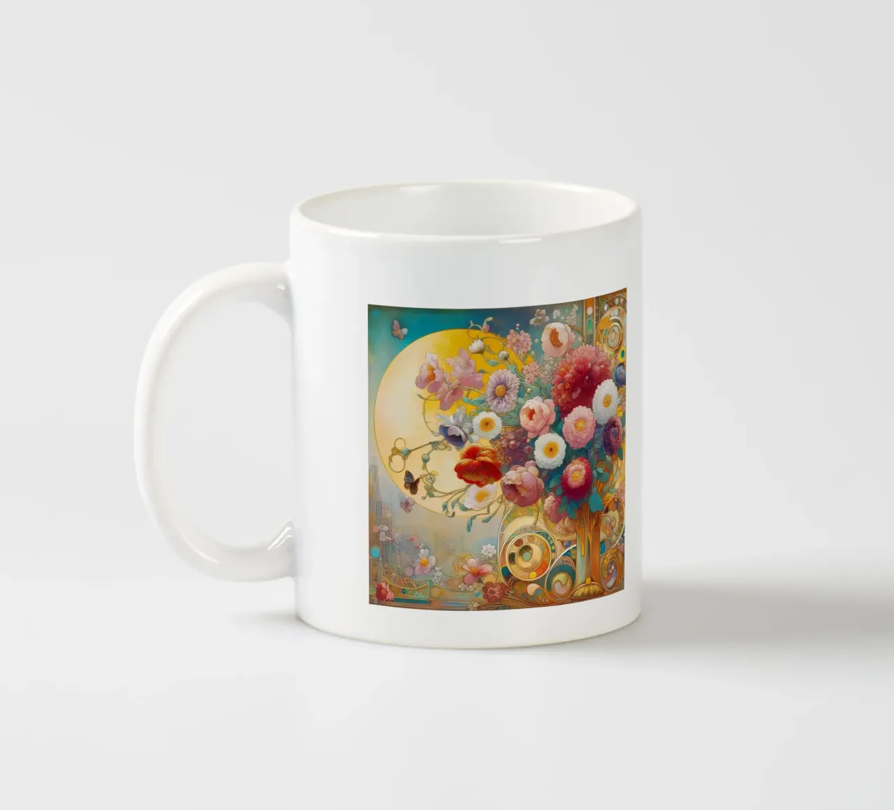 Bouquet di fiori tazza in ceramica da Art-Nouveau-Dsg