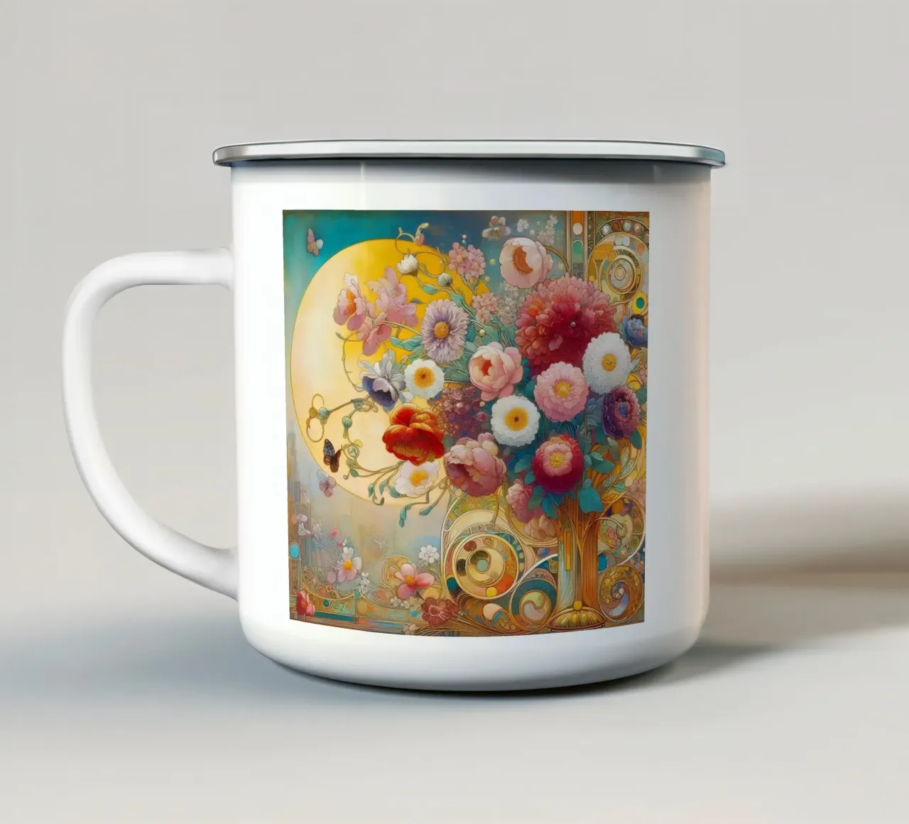 Bouquet di fiori tazza in smalto da Art-Nouveau-Dsg