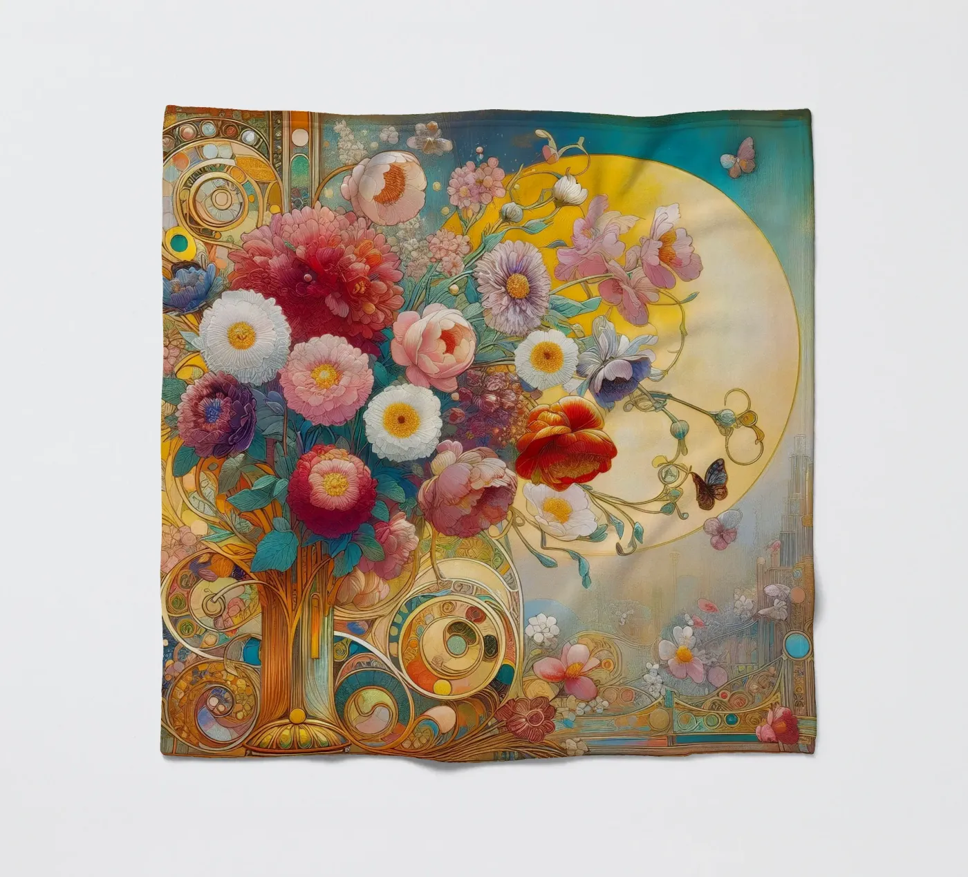 Blumenstrauß Fleecedecke von Art-Nouveau-Dsg