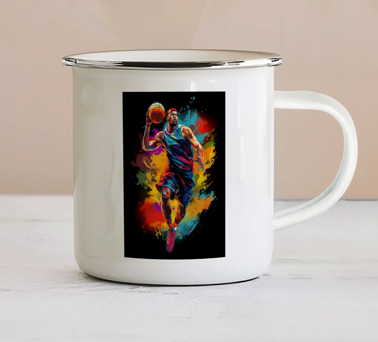 Basketball Colorful 5 tazza in smalto da Mateo