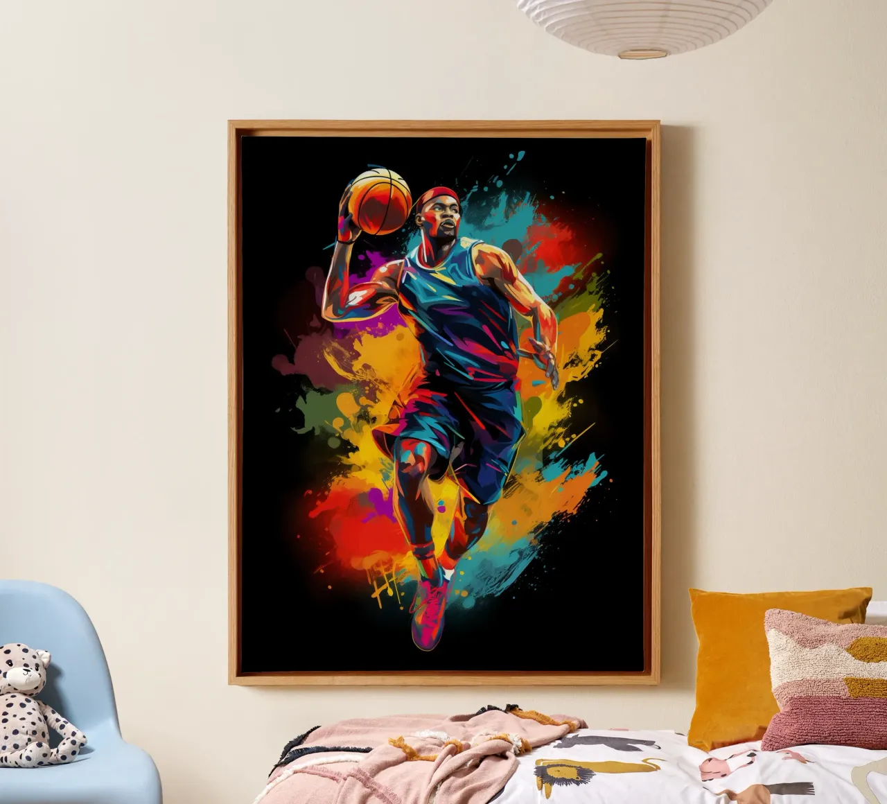 Basketball Colorful 5 tela con Cornice a cassetta da Mateo